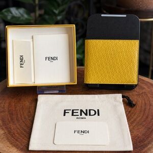 Fendi Yellow FF Embossed Leather Bifold Wallet Full Set Box Dust Bag